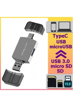 Кардридер USB-C, microUSB, USB, OTG OT-PCR25 (TF,SD,USB)